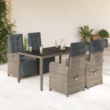 The Living Store Vrtna jedilna garnitura 5-delna z blazinami siv poli ratan - Vrtna Jedilna Garnitura, (21462930) | Shoptok.si