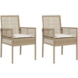  Vrtne stolice 2 kom s jastučićima bež poli ratan | shoptok.hr