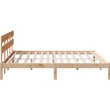 vidaXL Posteljni okvir z naslonjalom 200x200 cm Trden borov les | Shoptok.si