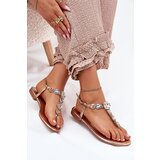 Boto Womens sandals on flat heel with crystals rose gold Fiolalia | ePonuda.com