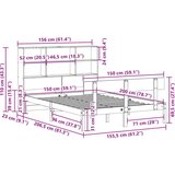 vidaXL Krevet s regalom za knjige bez madraca 150 x 200 cm od borovine | shoptok.hr
