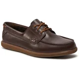 Clarks Nizki čevlji Bratton Boat 26176095 Dark Brown Lea