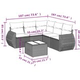  Vrtni set od 6 dijelova s jastucima, sivi poliratan | shoptok.hr