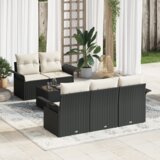 vidaXL 6-delni vrtni kavč set z blazinami črni poli ratan | Shoptok.si