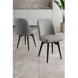 Hanah home set trpezarijskih stolica Jiva 2 kom, siva tkanina Babyface, crne metalne noge | Eponuda.com