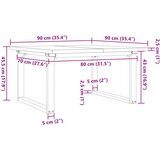 vidaXL Klubska mizica O okvir 90x90x45,5 cm trdna borovina lito železo | Shoptok.si