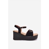 Boto Wedge Sandals For Women With Buckle Black Liniella | Shoptok.si