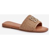 EVENTO Flat Women's Slippers with Weave and Decoration Beige Omenna | shoptok.hr