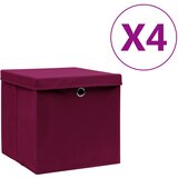 vidaXL Škatle s pokrovi 4 kosi 28x28x28 cm temno rdeče | Shoptok.si