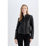 Defacto Regular Fit Zippered Pocket Black Faux Leather Jacket | Eponuda.ba