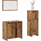  3-dijelni set kupaonskog namještaja od starog drveta Smeđa | Shoptok.si