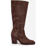 Zazoo Suede Knee High Boots With Zip Brown Lissara | shoptok.hr