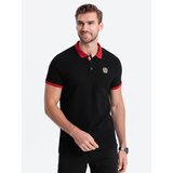 Ombre Men's polo shirt with colored accents - black Cene