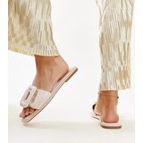 Gemre Beige Ganema buckle slides | Shoptok.si