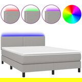 Maison Chic Box spring postelja - Vzmetna postelja z vzmetnico LED sv. siva 140x200 cm blago SL2778, (21902934) | Shoptok.si