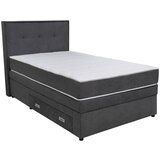 Hom`in POSTELJA BOXSPRING 120 cm x 200 cm , les, tekstil, leseni material temno siva Cene