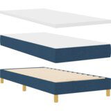 Box Spring Krevet s Madracem - Plava - 90x190 cm - Tkanina | shoptok.hr