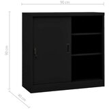  Pisarniška omara z drsnimi vrati črna 90x40x90 cm jeklo, (20620659) | Shoptok.si