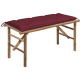  The Living Store Zložljiva vrtna klop z blazino 118 cm bambus - Vrtna Klop, (21471740) Cene