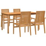  5-dijelni vrtni blagovaonski set od masivne tikovine Smeđa Dužina stola 160 cm | shoptok.hr