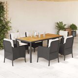 vidaXL 7-dijelni vrtni blagovaonski set s jastucima crni od poliratana | shoptok.hr