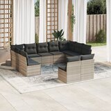 vidaXL 11-dijelni set vrtnih sofa poliratan s jastucima svijetlosivi | shoptok.hr