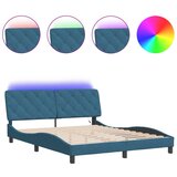  The Living Store Posteljni okvir z LED lučkami moder 160x200 cm žamet - Posteljni Okvir, (21488241) | Shoptok.si