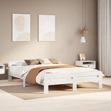 vidaXL Posteljni okvir brez vzmetnice bel 160x200 cm trdna borovina Cene