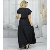 Pri Long dress tied at the waist with short sleeves with frill CELINA | shoptok.hr