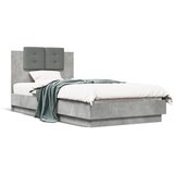 Furnova Posteljni okvir z vzglavjem betonsko siv 90x190 cm inž. les, (21941352) | Shoptok.si