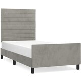 The Living Store Posteljni okvir z vzglavjem svetlo siv 100x200 cm žamet - Posteljni Okvir Z Vzglavjem, (21492544) | Shoptok.si