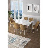 Hanah home Zen - White, Cappuccino WhiteCappuccino Extendable Dining Table & Chairs Set (7 Pieces) | ePonuda.com