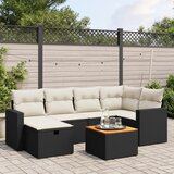  7-dijelni set vrtnih sofa od poliratana s jastucima crni Crna 65.5 x 62 x 69 cm | shoptok.hr