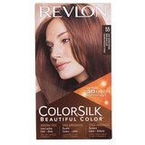 Revlon Colorsilk Beautiful Color odtenek 55 Light Reddish Brown darilni set barva za lase Colorsilk Beautiful Color 59,1 ml + razvijalec barve 59,1 ml + balzam za lase 11,8 ml + rokavice poškodovana škatla Cene
