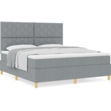 Box Postelja z vzmetnico z vzglavjem Svetlo siva 180 x 200 cm blago, (5000127229) | Shoptok.si