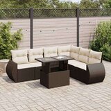 vidaXL 7-dijelni set vrtnih sofa od poliratana s jastucima smeđi | shoptok.hr