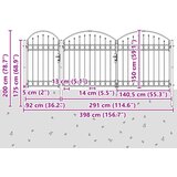  Vrata Ograde za Vrt s Arhivnim Vrh ASSEN 200 x 400 cm Čelik | shoptok.hr