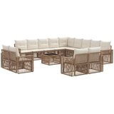vidaXL Vrtna sedežna garnitura 14 pcs Bež in smetanasto bela, (5000271503) | Shoptok.si