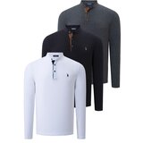 Dewberry TRIPLE SET V4009 MENS SWEATSHIRT-BLACK-WHITE-ANTHRACITE Cene