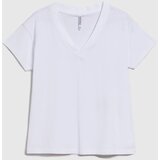Marisse White Cotton V-Neck T-Shirt | Shoptok.si