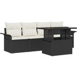 vidaXL set od 5 komada vrtnih sofe s jastučićima crni poli ratan, 2-sjedna vrtna sofa s prostorom za spremanje i jastučićima crni poli ratan Cijene