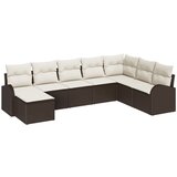 vidaXL 8-delna vrtna sedežna garnitura z blazinami Rjava poli ratan, 2-sedežna vrtna sofa z shrambo in blazinami Rjava poli ratan Cene