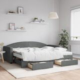 vidaXL Izvlečna dnevna postelja s predali temno siva 90x200 cm blago | Shoptok.si
