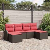  Vrtna sedežna garnitura z blazino 6 pcs Rjava Poly ratan, (5000063320) | Shoptok.si