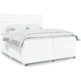 vidaXL Box spring postelja z vzmetnico bela 200x200 cm umetno usnje | Shoptok.si