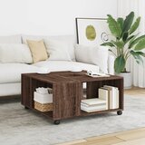 vidaXL Klubska mizica rjavi hrast 80x80x40 cm inženirski les | Shoptok.si