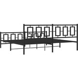 Metalni okvir kreveta uzglavlje i podnožje crni 193x203 cm | shoptok.hr