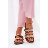 Boto Fabric Women's Slippers on Cork Platform with Buckles Camel Osoffe | Shoptok.si