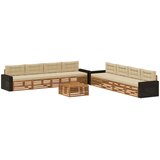  Set vanjskih sofa s jastukom 9 pcs Prirodna i bež Poliester | shoptok.hr
