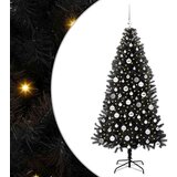 vidaXL Božično drevo med 300 LED z stojalom Črna 180 cm PVC | Shoptok.si